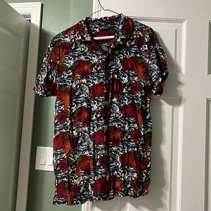 Brave Soul London large koi fish casual short sleeve button down top
